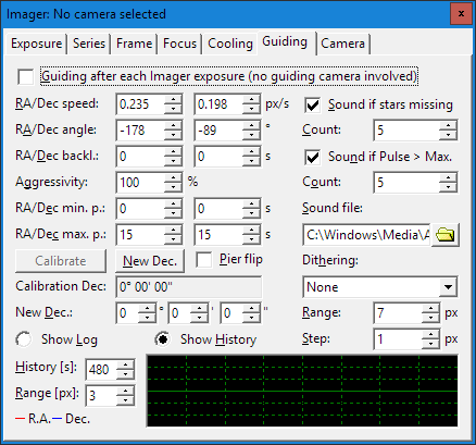 Inter-image guiding controls are available in the newly introduced Guiding tab of the Imager Camera tool window