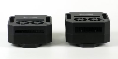 Comparison od the heat sink of standard (left) and enhanced (right) cooling cameras