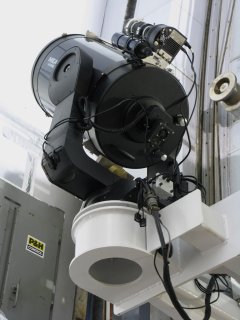 G1-0300 CCD camera in the primary focus of the commercial 14" Schmidt-Cassegrain telescope