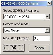 Camera Setup dialog box allows choosing of camera read mode