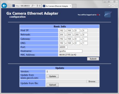 Device configuration through WWW interface