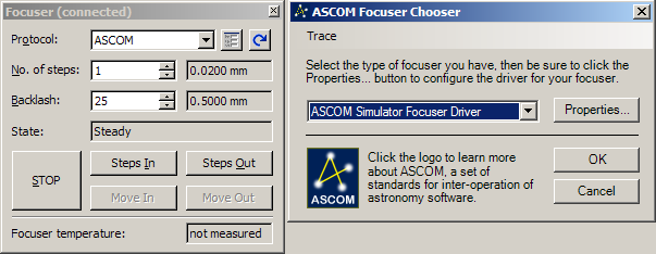 ASCOM Focuser configuration