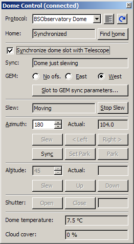 SIPS Dome Control tool window