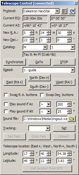 SIPS Telescope Control tool window