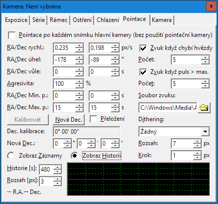 Parametry mezisnmkov pointace jsou v nov zaveden zloce Pointace okna nstroje Kamera