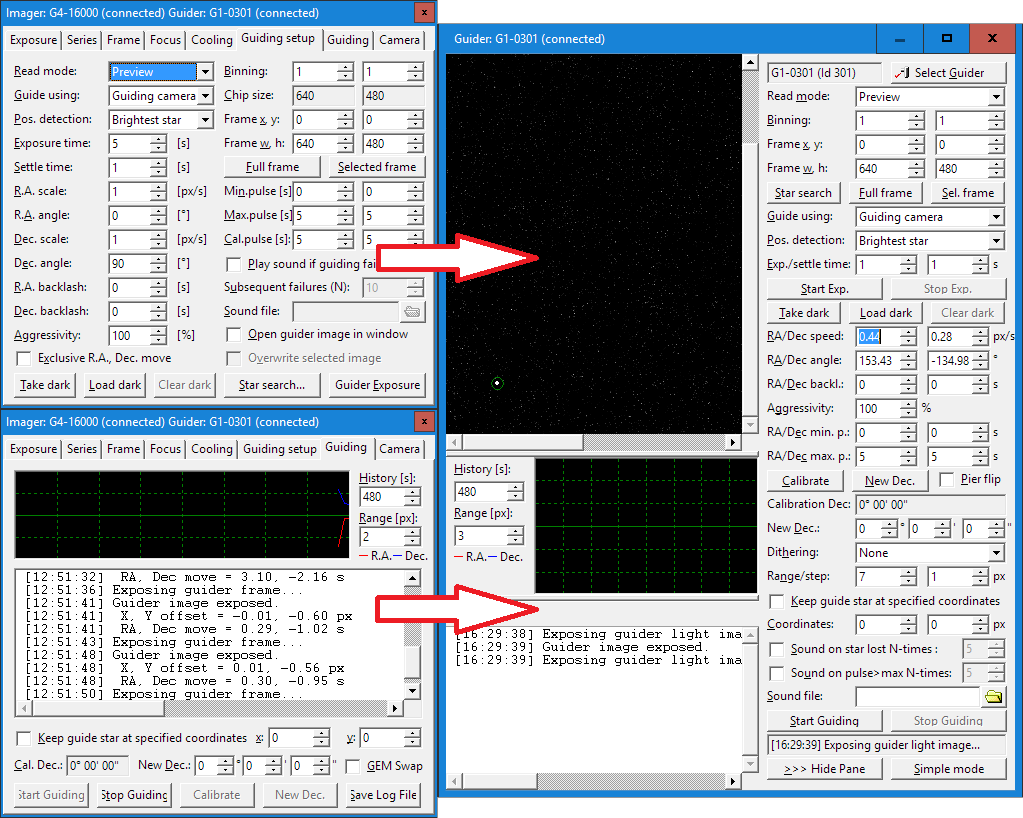 Guiding camera handling was moved into independent SIPS tool to allow implementation of new functionality