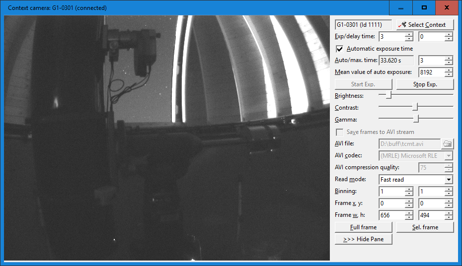 Context camera tool used to show observatory dome interior during observing session