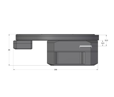 Enhanced cooling C4 camera head with External filter wheel side view dimensions