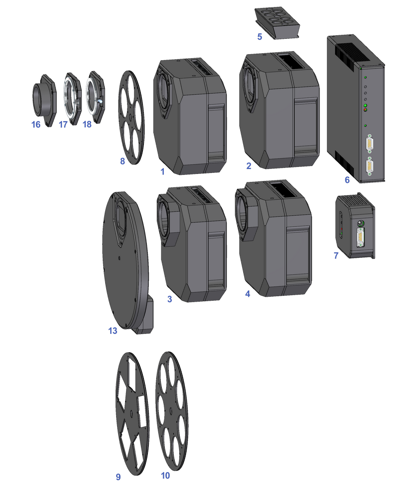 Schema systému kamer G3 s malými S adaptéry