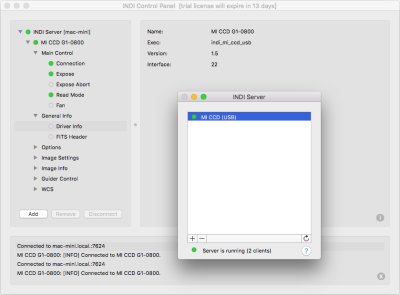INDI Server running on macOS 10.13 "High Sierra" operating system.