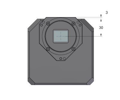 Čelní rozměry kamer C2 s interním filtrovým kolem