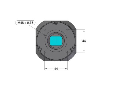 C1+ camera head with C2 compatible adapter front view dimensions