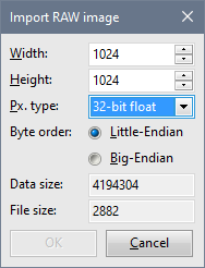 Import RAW image dialog box