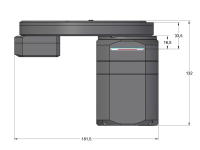 C1 camera head with External filter wheel side view dimensions