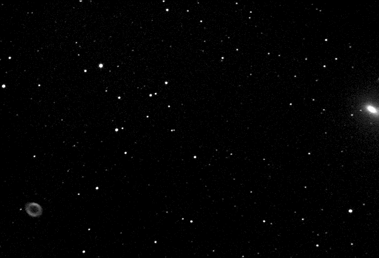 73/P and M57 on May 8th. Animation created from 57 frames, each exposed for 30s.