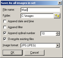 Save As dialog box for Image Sets