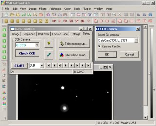 Ovlada kamer G1 CCD vprogramu AstroArt v4