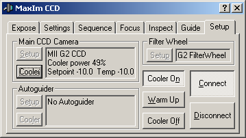 Ovlada kamer G2 CCD vprogramu MaxIm DL v4