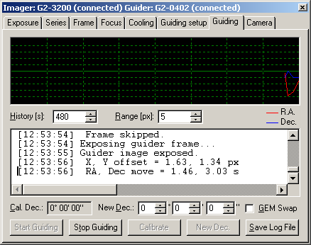 Zloka Guiding nstroje CCD Camera programu SIMS